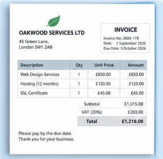 Photograph-style presentation of the generated sample invoice PDF