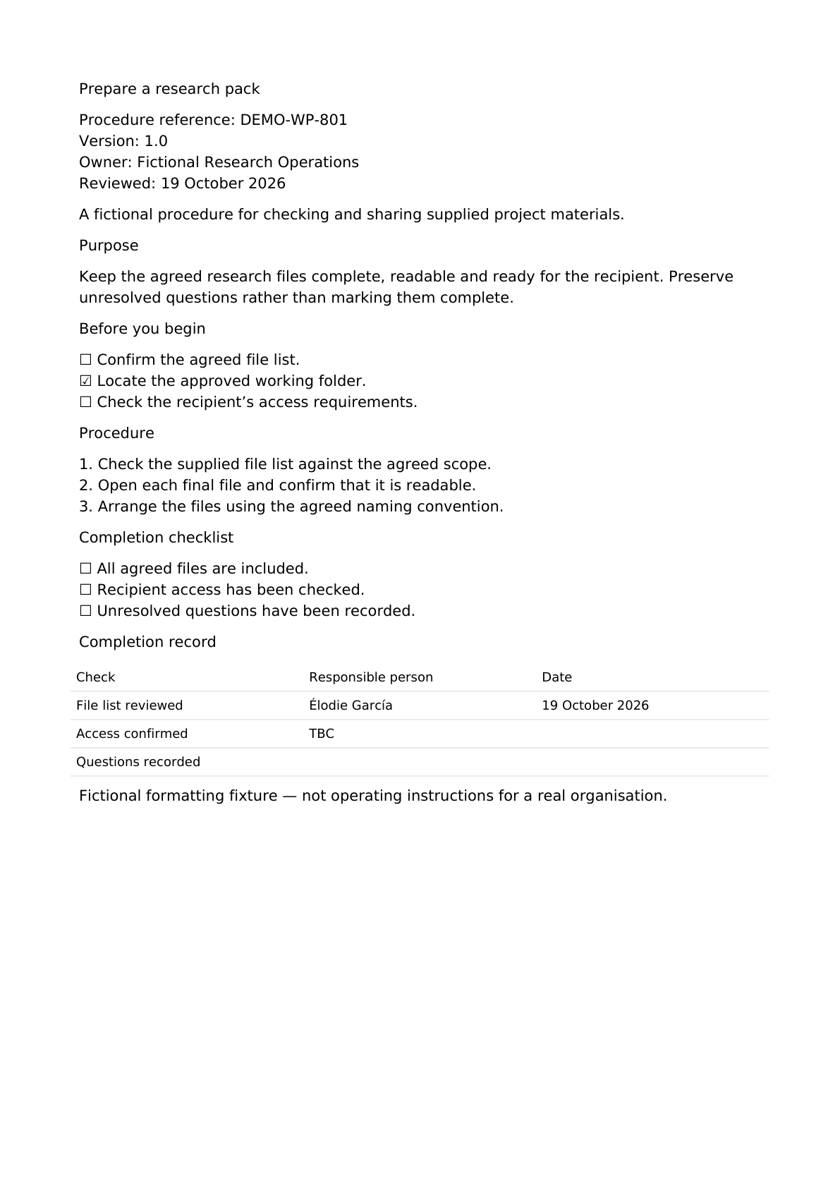 Before · plain formatting, fictional example page 1